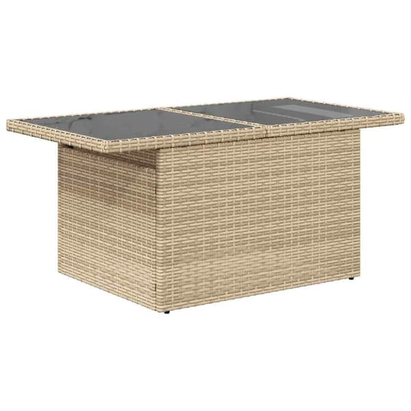 Matgrupp för trädgården med dynor 7 delar beige konstrotting