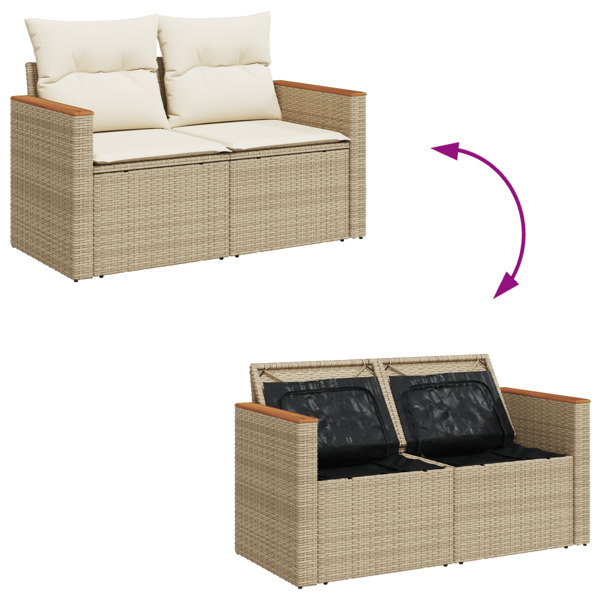 Trädgårdsoffset 11 pcs Beige och gräddfärgad konstrotting