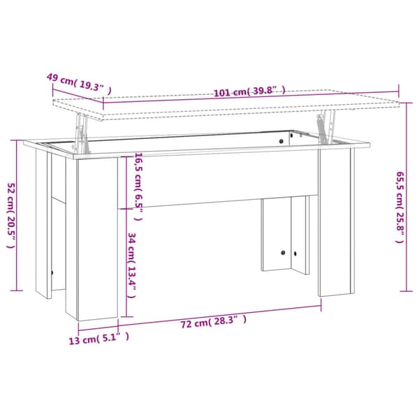 Soffbord rökfärgad ek 101x49x52 cm konstruerat trä