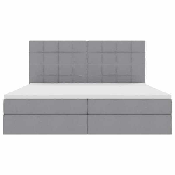 Förvaringssäng med madrass Ljusgrå 200 x 200 cm Polyester