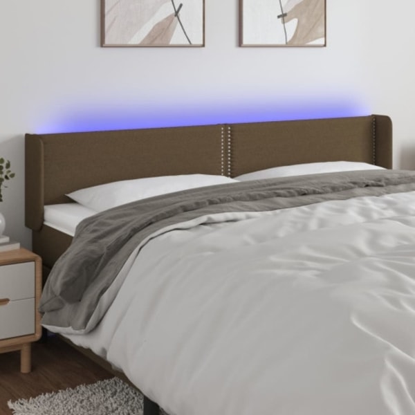 Sänggavel LED mörkbrun 183x16x78/88 cm tyg