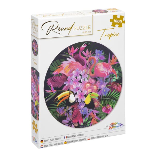 Pussel 1000 bitar : Tropiskt, runt, diameter 68 cm
