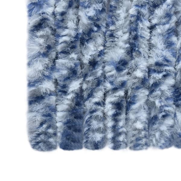 Insektsdraperi blå, vit och silver 56x185 cm chenille