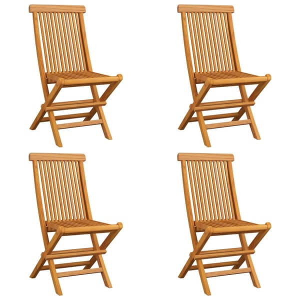 Trädgårdsstolar med blåa dynor 4 st massiv teak