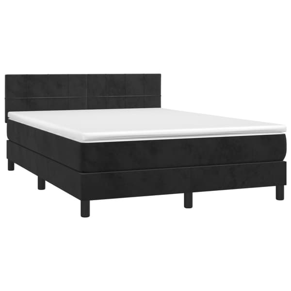 Ramsäng med madrass svart 140x190 cm sammet