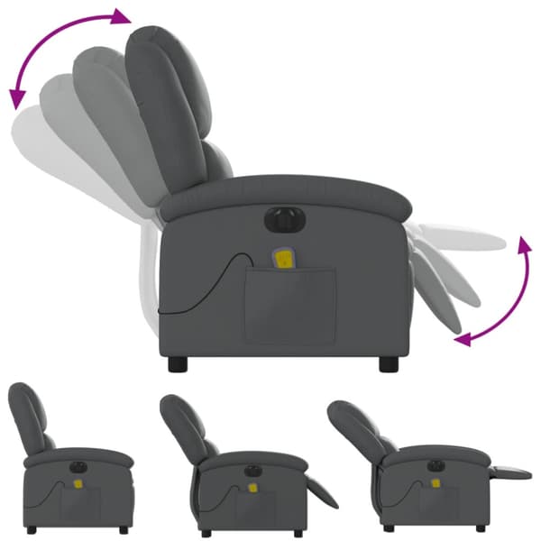 Elektrisk massagefåtölj grå konstläder