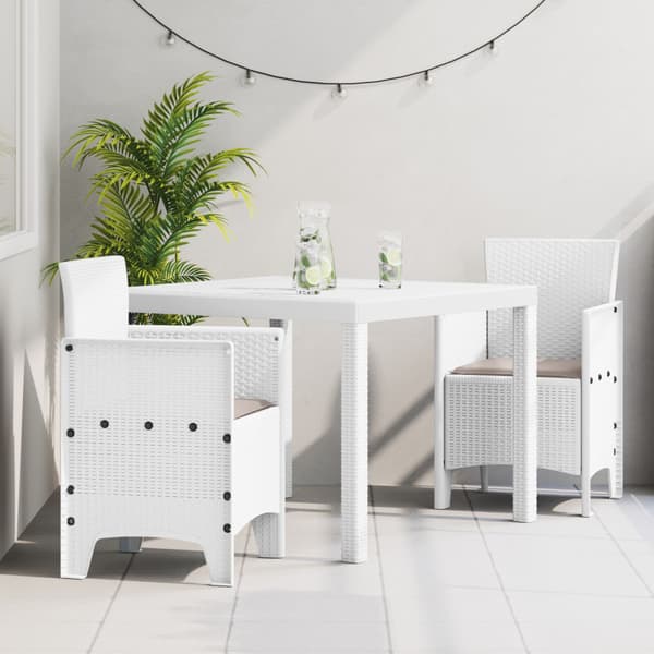 Trädgårdsmöbelset 3 st Vit Polypropylen