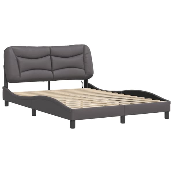 Bed Frame with LED without Mattress "Hvar" Grey 140x200 cm