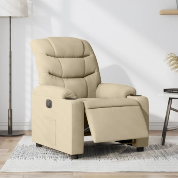 Elektrisk reclinerfåtölj gräddvit tyg