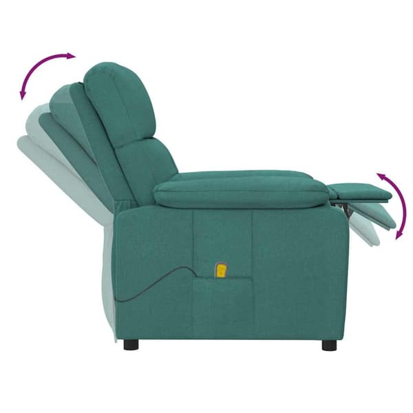 Massagefåtölj mörkgrön tyg