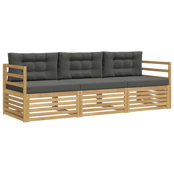 Utomhussoffset med kudde 3 pcs Vit och antracit Polyester
