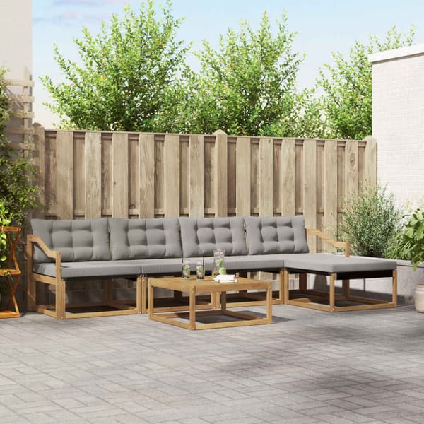 Utomhussoffset 6 pcs Vit och ljusgrå 79 x 79 x 37 cm