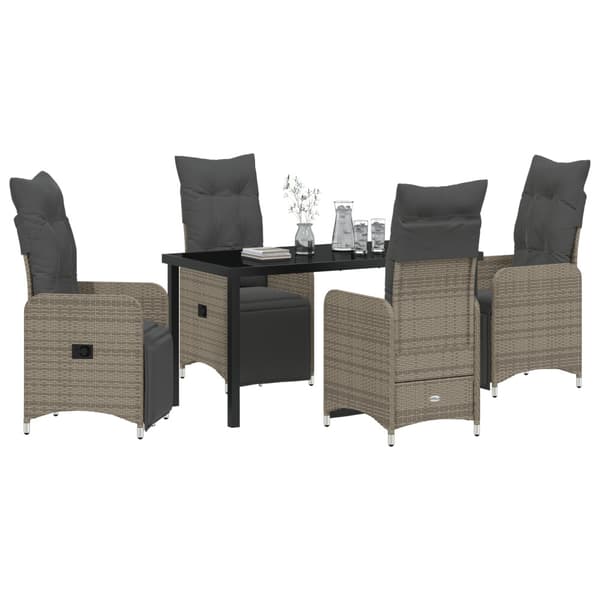 Trädgårdsmöbelset 5 pcs Grå konstrotting
