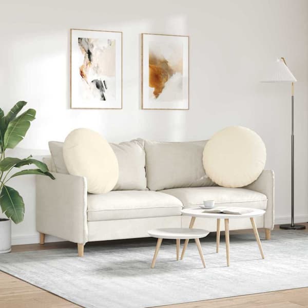 Sittkuddar 2 pcs Kräm Ø 80 cm Kordread tyg