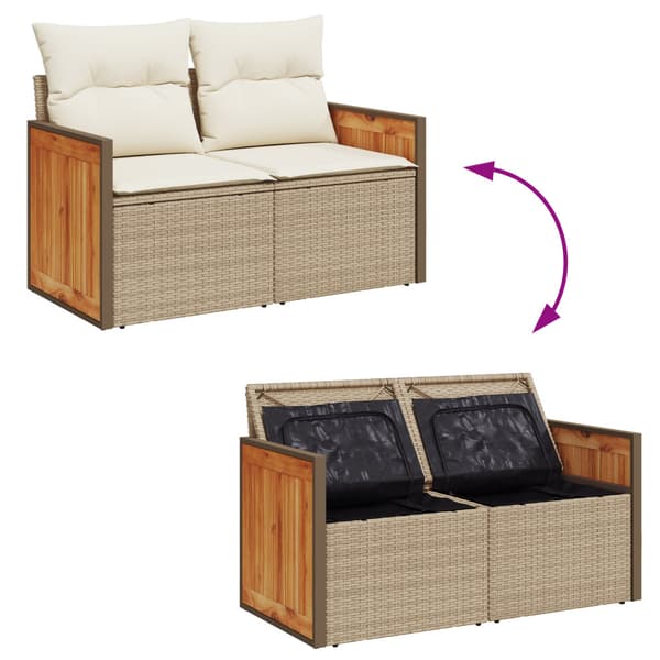 Trädgårdsoffset 17 pcs Beige och gräddfärgad konstrotting