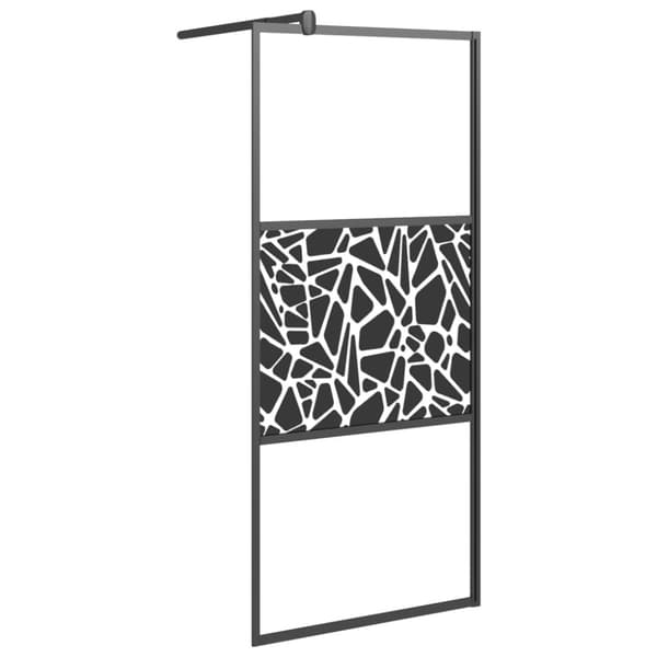 Duschvägg 80x195cm ESG-glas med stendesign svart