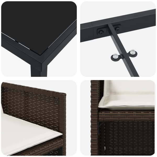 Trädgårdsmöbelset 5 pcs Brun konstrotting