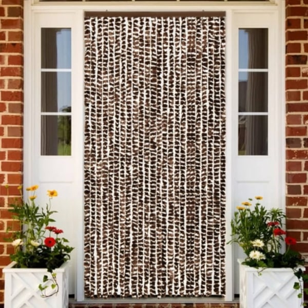Insektsdraperi brun och vit 100x220 cm chenille