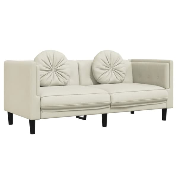 Soffa med kuddar 2-sits gräddvit sammet