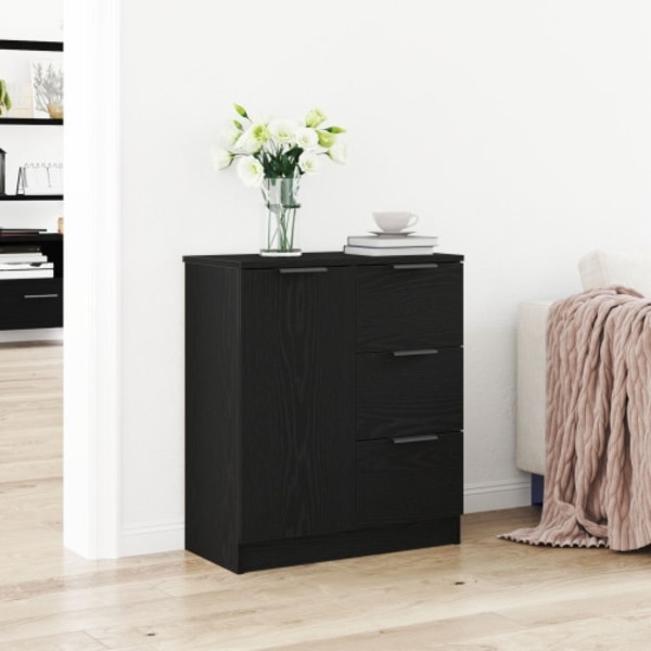 Svart Ek Skåp 60x30x70 cm Tillverkat av Konstruerat Trä