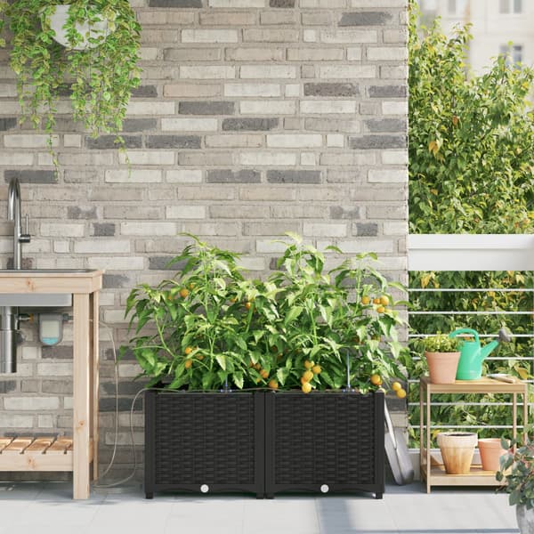 Trädgårdsplanterare 2 pcs Svart Plast