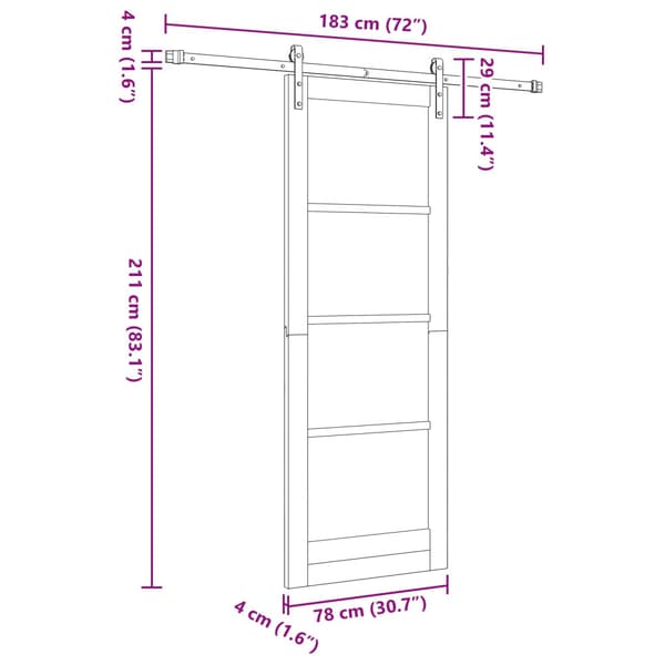 Skjutdörr 78 x 211 cm Konstruerat trä Vit