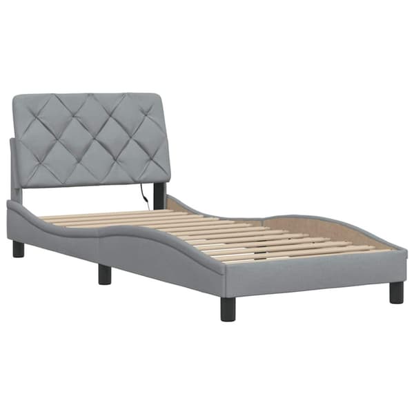 Bed Frame with LED without Mattress Light Grey 80x200 cm Fabric
