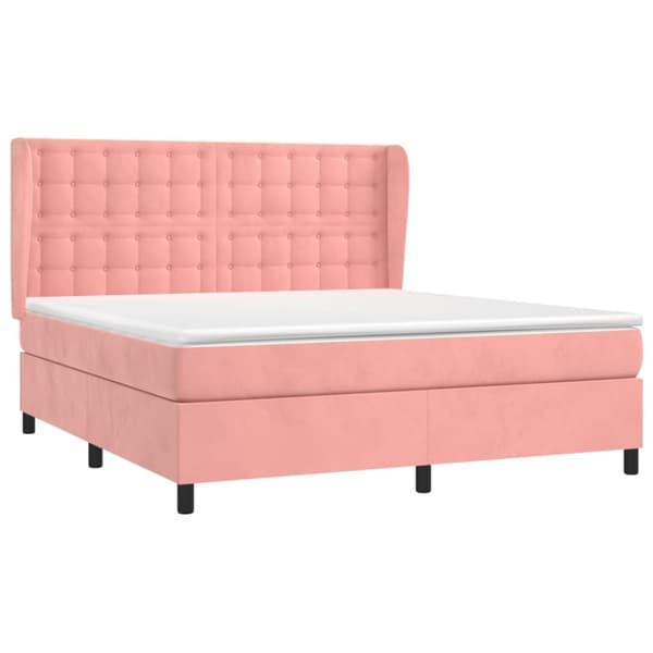 Ramsäng med madrass rosa 180x200 cm sammet
