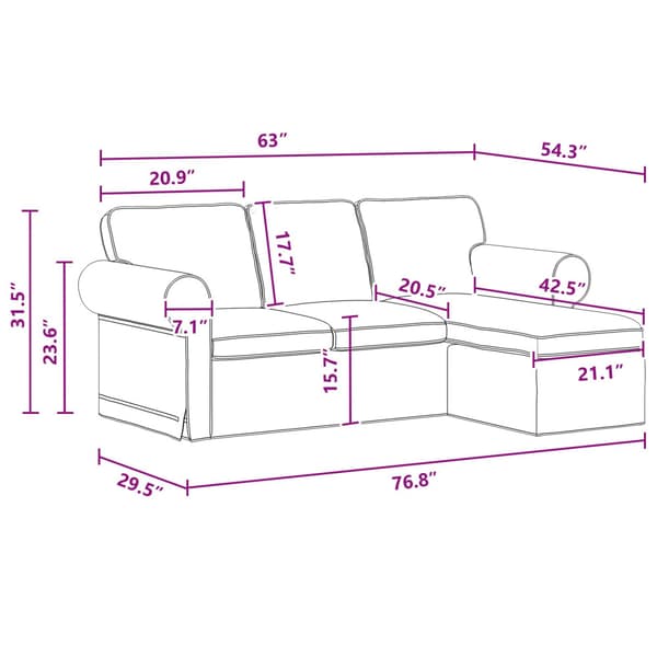 Soffa Mörkgrå 195 x 138 x 80 cm tyg