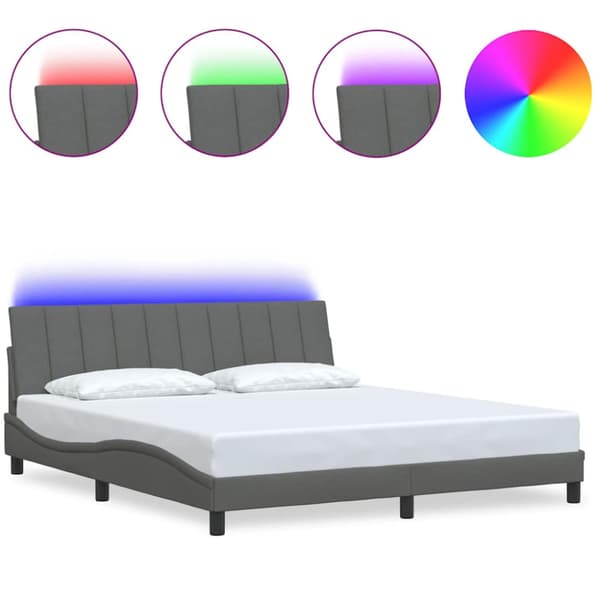 Bed Frame without Mattress "Hanko" Dark Grey 180x200cm Fabric