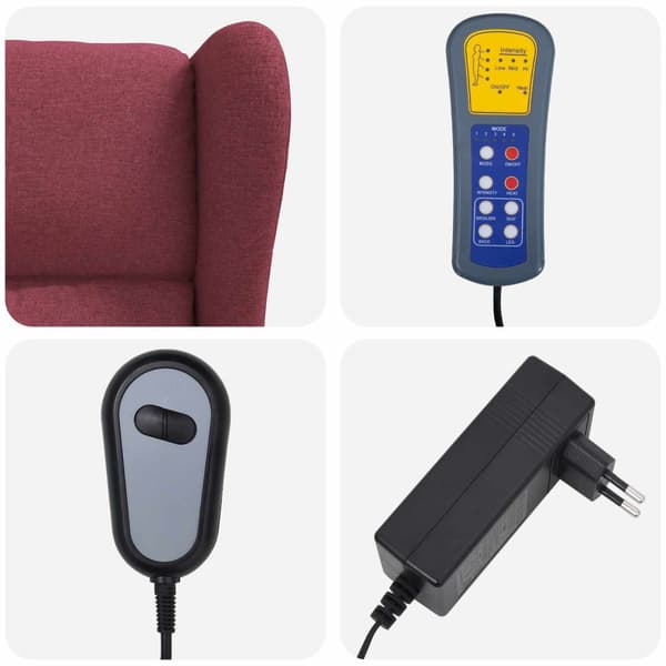 Vingback Elektrisk Massagefåtölj Vinröd Tyg