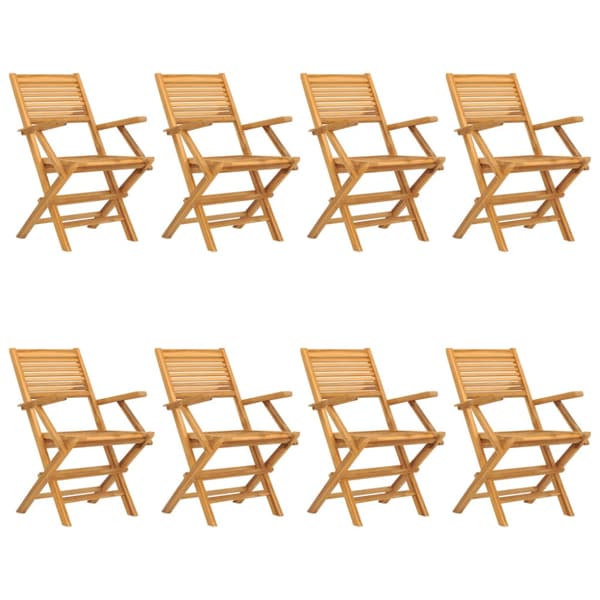 Hopfällbara trädgårdsstolar 8 st 55x62x90 cm massiv teak