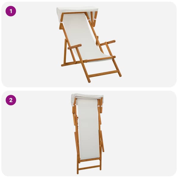 Deck Chair 2 st 3 Position Massiv Eukalyptus Trä Gräddvit