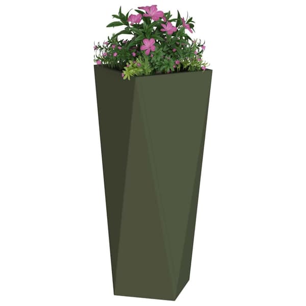 Planteringskärl 2 pcs Olivgrön 30 x 30 x 75 cm Stål