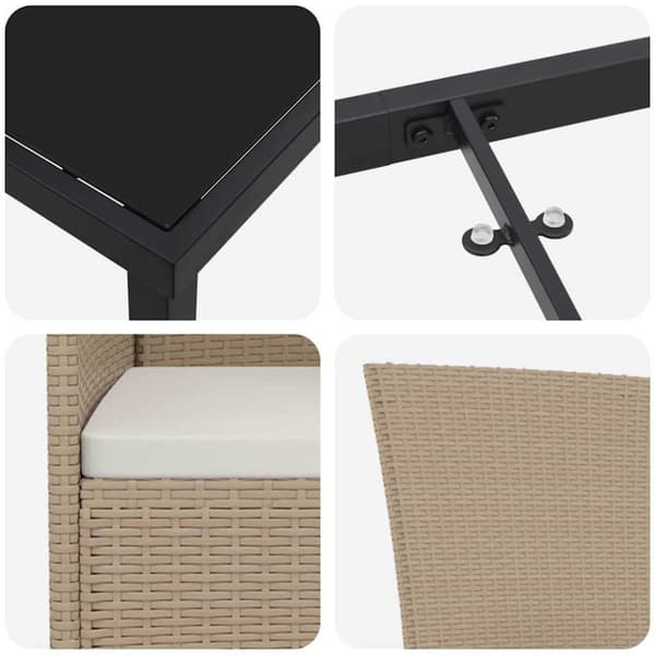 Trädgårdsmöbelset med kudde 5 pcs Beige konstrotting