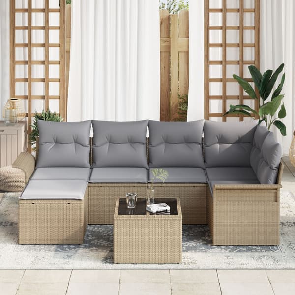 Trädgårdsoffset 7 st Beige konstrotting
