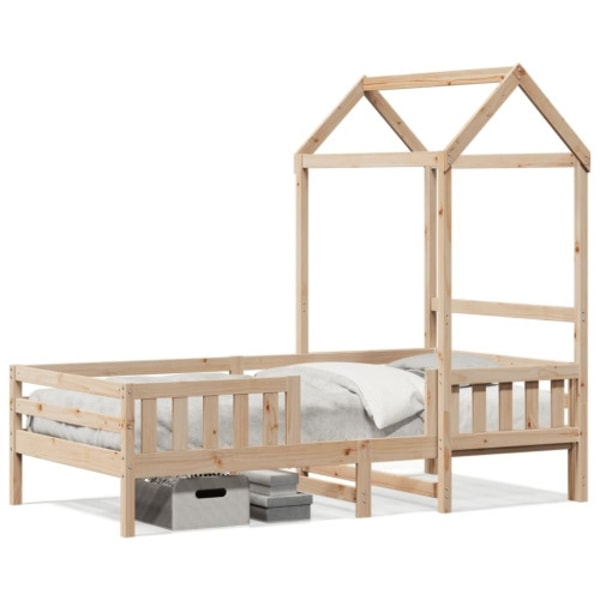 Sängram med tak 75x190 cm massiv furu