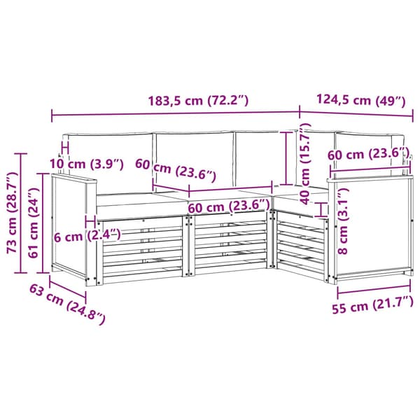 Soffgrupper med kudde 4 pcs Massivt Akaciaträ