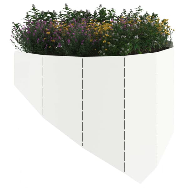 Kant för gräsmatta 4 st 100 x 45 cm Stål Vit