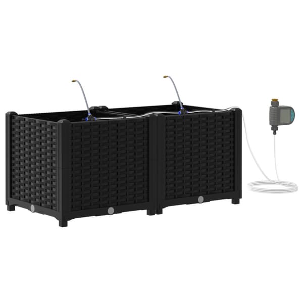 Trädgårdsplanterare 2 pcs Svart Plast