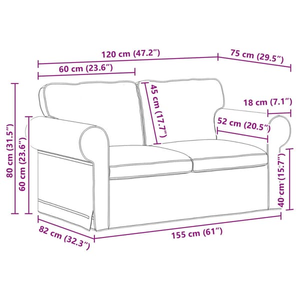 Soffa Ljusgrå 155 x 82 x 80 cm tyg