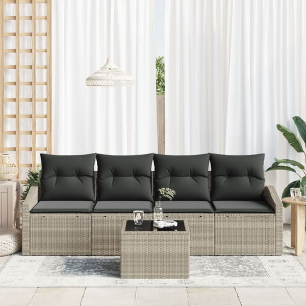 Soffset med kudde med kudde 5 pcs Ljusgrå konstrotting