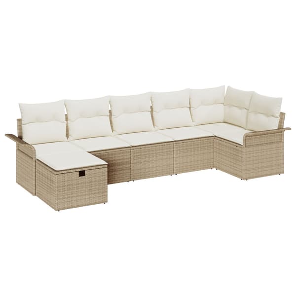 Trädgårdsoffset 7 pcs Beige och gräddfärgad konstrotting