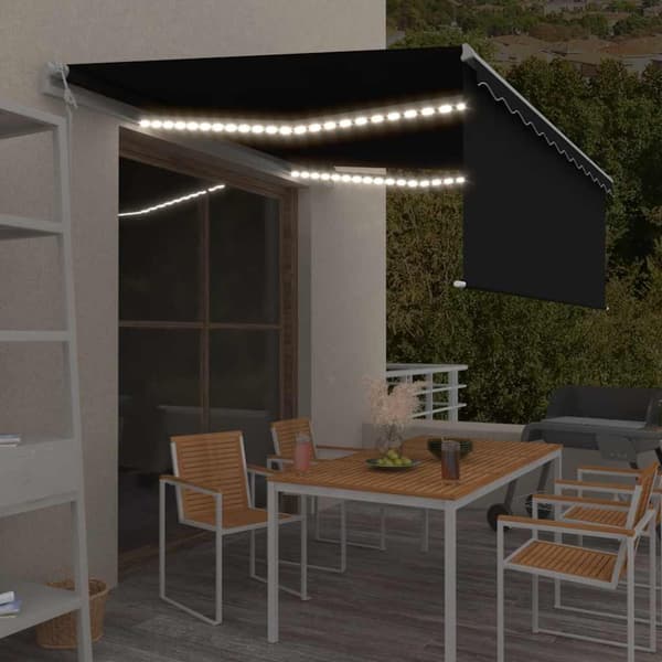 Automatisk markis vindsensor rullgardin LED 4,5x3m antracit