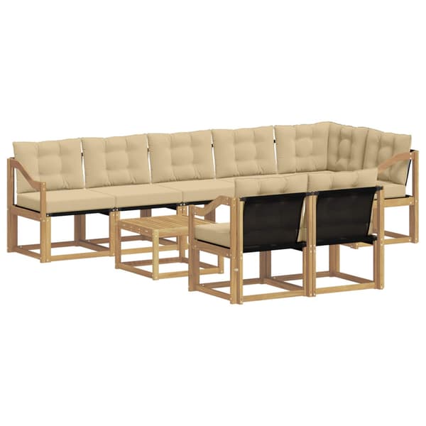 Utomhussoffset med kudde 9 pcs Vit och Beige