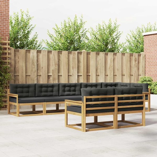 Utomhussoffset med kudde 6 pcs Vit och antracit Polyester