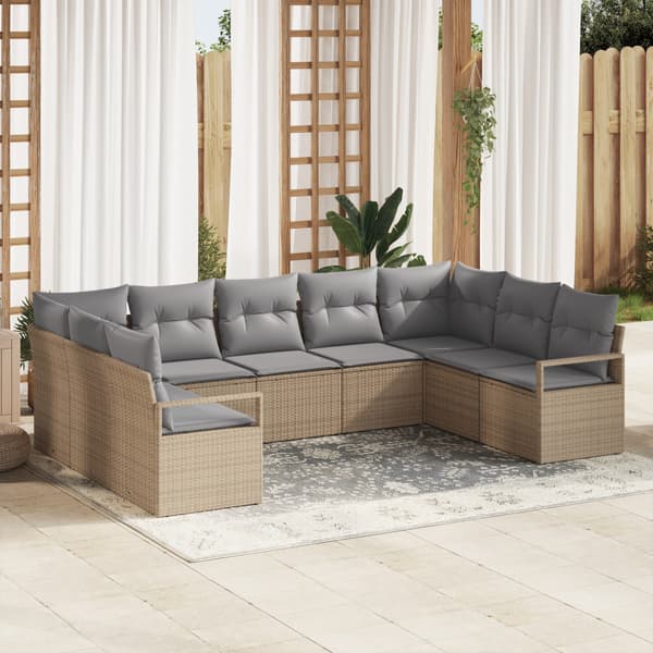 Soffset med kudde 9 pcs Beige konstrotting