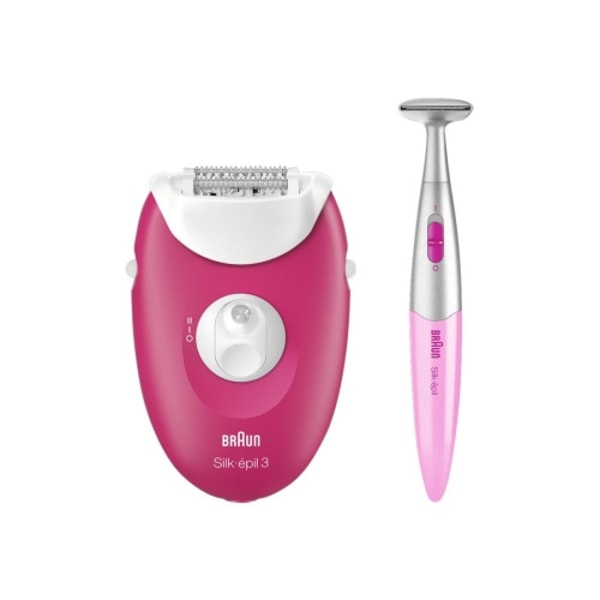Braun Silk-épil 3 3-420 - epilator - hallonrosa/vit - med bikinitrimmer