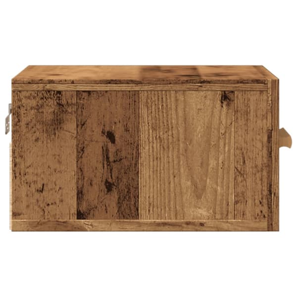 Väggmonterat sängbord åldrat trä 35x35x20 cm