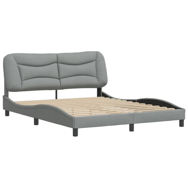 Bed Frame without Mattress "Hvar" Light Grey 160x200 cm Fabric
